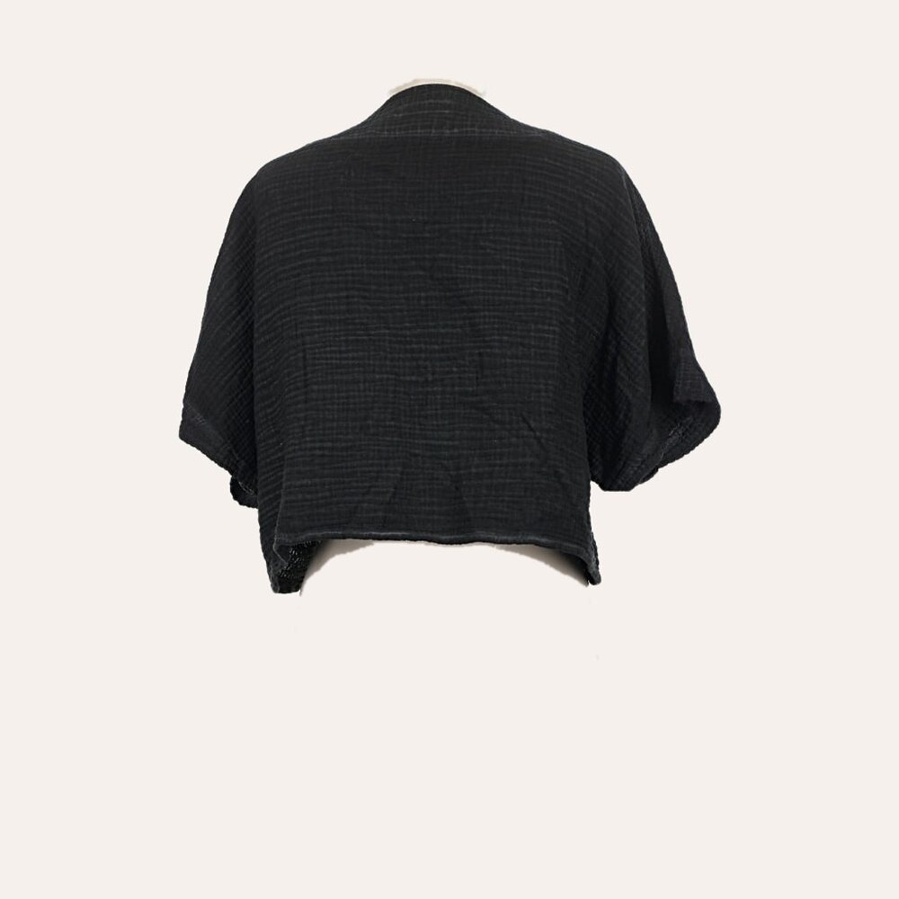 Pokoloco Muslin Cotton Crinkle Crop Top - Size OS - Distressed Natural Black - Picture 10 of 13